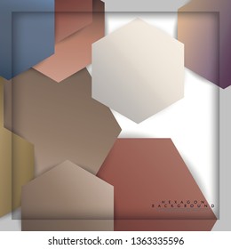 abstract vector hexagon background with color stone and brick gradient and shadow