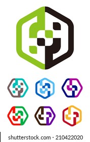Abstract vector hexagon logo template. You can use in the commerce,mechanical, medical, financial, religion and communication concept of pattern. 
