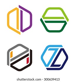 Abstract vector hexagon logo template. Colorful design icon set. "Z", "N", "D", "H", "S" letters icon set. You can use in the financial, chips, electronics and communication concept of pattern. 