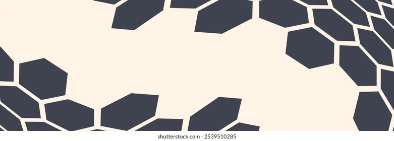 Estructura curva de Tecnología geométrica de forma hexagonal de Vector Abstractas aislada sobre fondo claro.