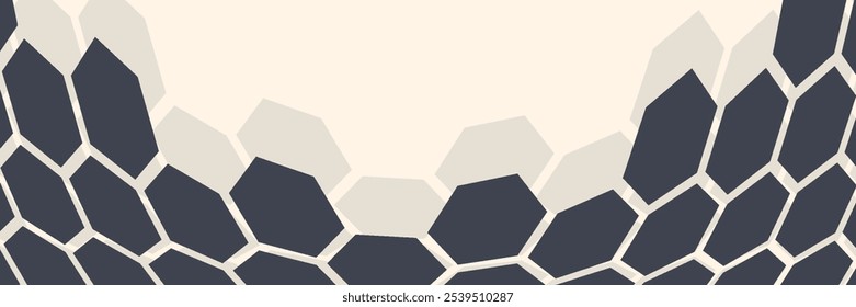 Estructura curva de Tecnología geométrica de forma hexagonal de Vector Abstractas aislada sobre fondo claro.