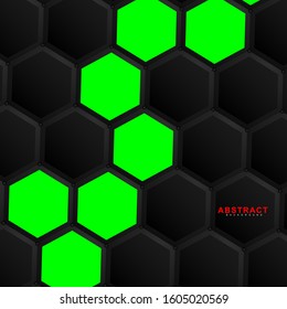 Abstract vector hexagonal geometry background. Surface polygon pattern with hexagon shadows, honeycomb. 3D design technology