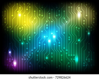 abstract vector high-tech color light on circuit board background design 