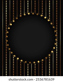 Fondo de vacaciones de Vector Abstractas con marco de Anuncio redondo, líneas de puntos dorados y polvo