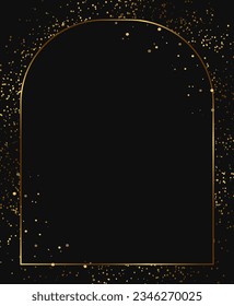 Abstract vector holiday dark background with shining frame and golden dust