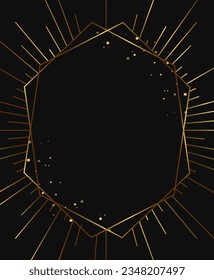 Abstract vector holiday dark background with shining frame and golden beams