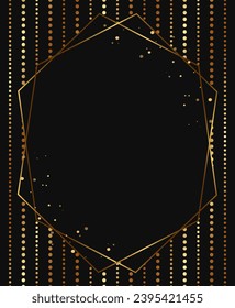Resumen vectorial vacaciones fondo oscuro con marco brillante y puntos brillantes dorados