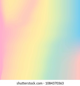 Abstract vector holographic gradient background for web, packaging, poster, billboard, advertisement, cover, brochure, wallpaper. Pastel smooth multicolor texture.