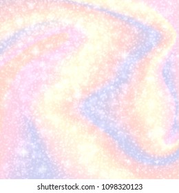 Abstract vector holographic gradient background. Unicorn colours galaxy universe pattern. Pastel multicolor texture.