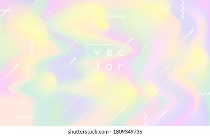 Abstract vector holographic gradient background for web, packaging, poster, billboard, advertisement, cover, brochure, wallpaper. Pastel smooth multicolor texture. Cover design with text