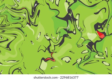 Abstract vector horizontal acid green pattern. Background with blots and stains, imitation of blurred paint.