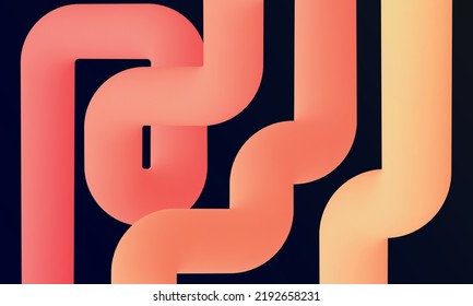 Abstract vector horizontal background, geometric gradient pipes or lines.