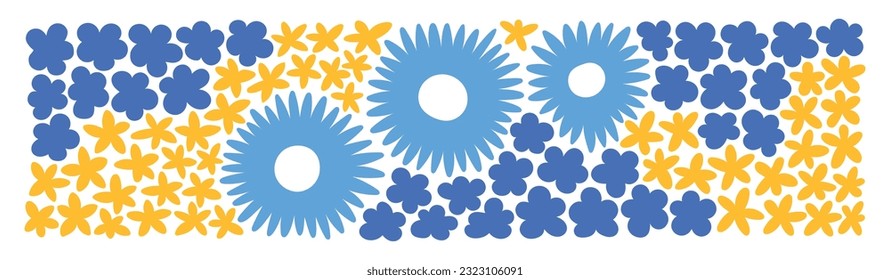 Pancarta horizontal vector abstracta con margarita simple. Perfecto para medios sociales, afiche, invitación, folleto, tarjeta, portada.