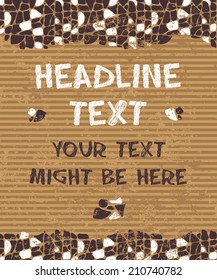 Abstract vector horizontal banner/template with plenty space for text on cardboard background in grunge style