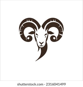 abstract vector horn design of sheep animal logo, Aries icon, goat sign.