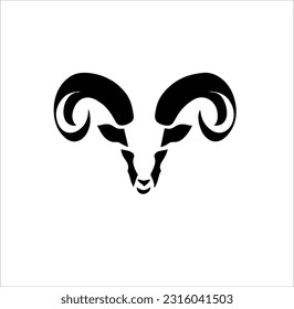 abstract vector horn design of sheep animal logo, Aries icon, goat sign.