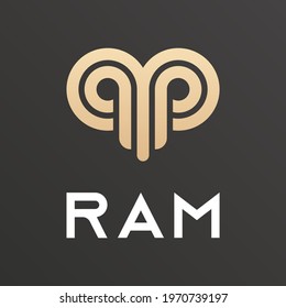 Abstract vector horns ram animal sheep logo, icon Aries,sign goat.Design template premium brand business,graphic badge company.