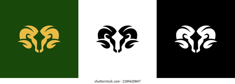 Resumen de cuernos vectoriales carneros carneros carnero logotipo, icono Aries, gafas de señas. Diseño de plantilla de marca premium, empresa de tarjetas gráficas.