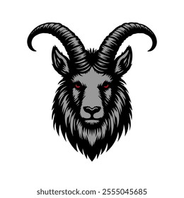 Abstract vector horns ram animal sheep logo, goat logo with red eyes premium logo for business and gaming logo