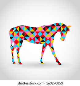 Abstract vector horse with geometric pattern