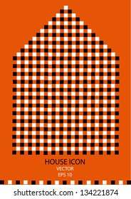 abstract vector house icon made of black and white squares
