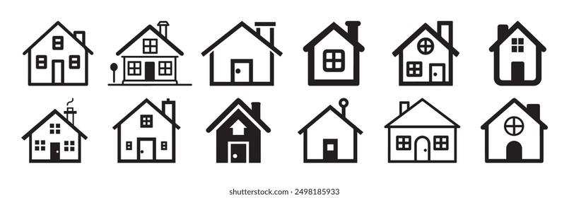 Abstract Vector House Icons Set Design Template