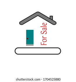 Vector Abstracto De La Casa Y Letrero Para La Venta Y Copia Espacio Para La Venta De Información De Fondo Blanco