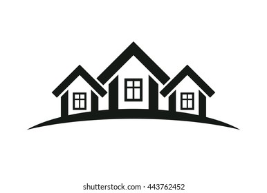 Abstract vector houses with horizon line. Can be used in advertisingl. Real estate business theme. 