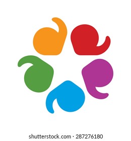 abstract vector icon for communication, people speaking, consensus. This colorful graphic can also represent chat symbol for different opinions, dialogues, discussions, ideas