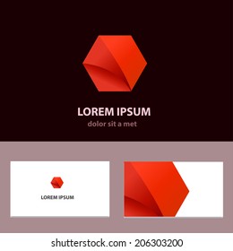 Abstract vector icon design template with business card