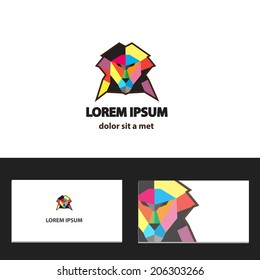 Abstract vector icon design template with business card