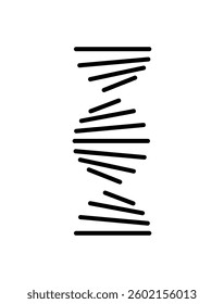 Abstract vector icon of a DNA helix with circular nodes and clean lines, ideal for scientific, medical, or genetic-related themes.