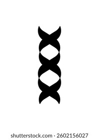 Abstract vector icon of a DNA helix with circular nodes and clean lines, ideal for scientific, medical, or genetic-related themes.
