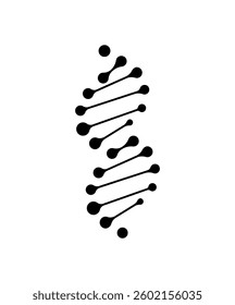 Abstract vector icon of a DNA helix with circular nodes and clean lines, ideal for scientific, medical, or genetic-related themes.