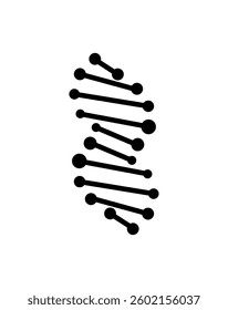 Abstract vector icon of a DNA helix with circular nodes and clean lines, ideal for scientific, medical, or genetic-related themes.