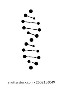 Abstract vector icon of a DNA helix with circular nodes and clean lines, ideal for scientific, medical, or genetic-related themes.