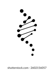 Abstract vector icon of a DNA helix with circular nodes and clean lines, ideal for scientific, medical, or genetic-related themes.