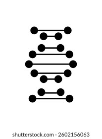 Abstract vector icon of a DNA helix with circular nodes and clean lines, ideal for scientific, medical, or genetic-related themes.