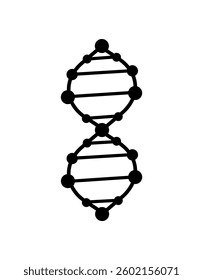 Abstract vector icon of a DNA helix with circular nodes and clean lines, ideal for scientific, medical, or genetic-related themes.