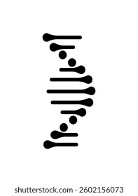 Abstract vector icon of a DNA helix with circular nodes and clean lines, ideal for scientific, medical, or genetic-related themes.