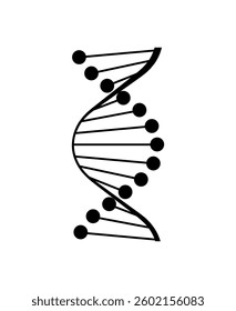 Abstract vector icon of a DNA helix with circular nodes and clean lines, ideal for scientific, medical, or genetic-related themes.