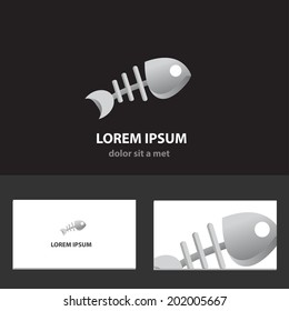 Abstract vector icon fish template with business card