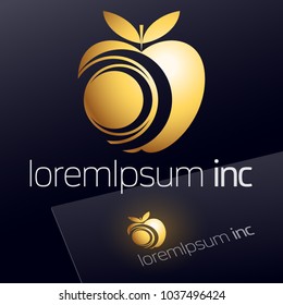 Abstract vector Icon with Golden Apple. Logo for  Business, Media, Fashion and Cosmetics
