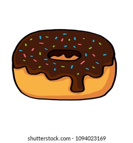 Abstract vector icon illustration logo for glazed sweet donut. Eat tasty cakes donuts, doughnut covered in chocolate cream.