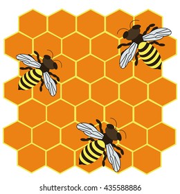 Abstract vector icon illustration logo for yellow honey, nectar of bee on honeycomb background. Honey pattern consisting of sweet natural product wild bees Honeycomb. Eat honeys honeycombs bumblebee.