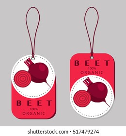 Abstract vector icon illustration logo for whole ripe vegetables red beet, cut sliced, natural product on background. Beet pattern consisting of label for fresh sweet food. Eat raw beets in health.