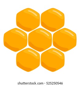 Abstract vector icon illustration logo for yellow honey, nectar of bee on honeycomb background. Honey pattern consisting of sweet natural product wild bees Honeycomb. Eat honeys honeycombs bumblebee.
