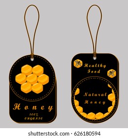 Abstract vector icon illustration logo for yellow honey, nectar of bee on honeycomb background. Honey pattern consisting of sweet natural product wild bees Honeycomb. Eat honeys honeycombs bumblebee.