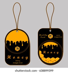 Abstract vector icon illustration logo for yellow honey, nectar of bee on honeycomb background. Honey pattern consisting of sweet natural product wild bees Honeycomb. Eat honeys honeycombs bumblebee.