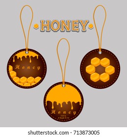 Abstract vector icon illustration logo for yellow honey, nectar of bee on honeycomb background. Honey pattern consisting of sweet natural product wild bees Honeycomb. Eat honeys honeycombs bumblebee.